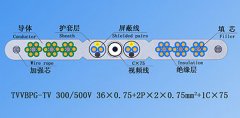 扁平绞合型排列带屏蔽、钢芯和视频线电梯电缆